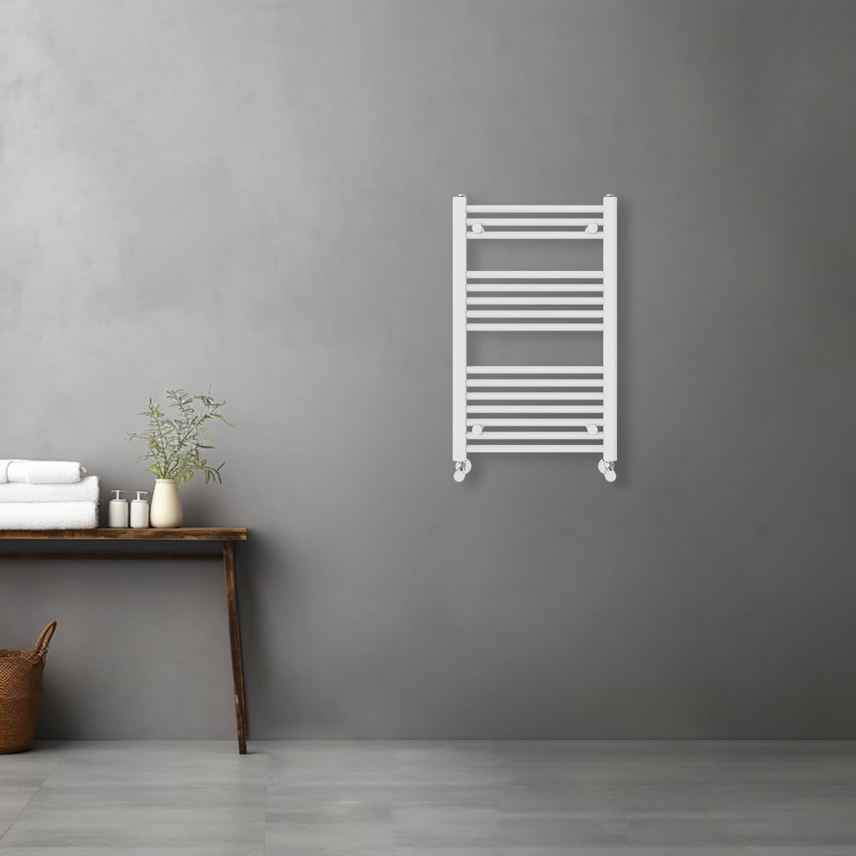 Warmehaus White Contemporary Straight Heated Bathroom Towel Rail Radiator Rad - 800X500mm