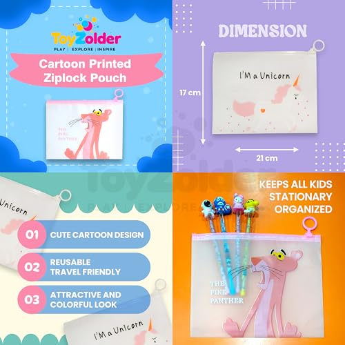 Image of Return Gift Combo Pack of 10 (70 Pieces) | Colorful Pouch, Triangular Ruler, Push Pencil, Cute Eraser, Bracelet, Blow Ring & Mini Toy - Party Favors for Girls 4-10 Years (Little Diva Combo)