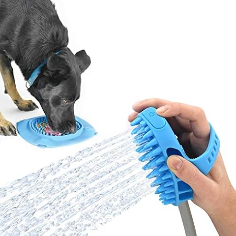Aquapaw Pro Dog Bathing Tool and Slow Treater XL Combo - Lick Mat Suctions to the Wall or Floor for Anxiety-Free Pet Grooming - The Sprayer and Scrubber Works with Indoor Shower or Outdoor Garden Hose Cover