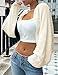SECRETEYARD Womens Bolero Shrug Sweaters Long Sleeve Open Front Rib Knit Cropped Cardigan Sweater (US, Alpha, Medium, Regular, Regular, Beige)