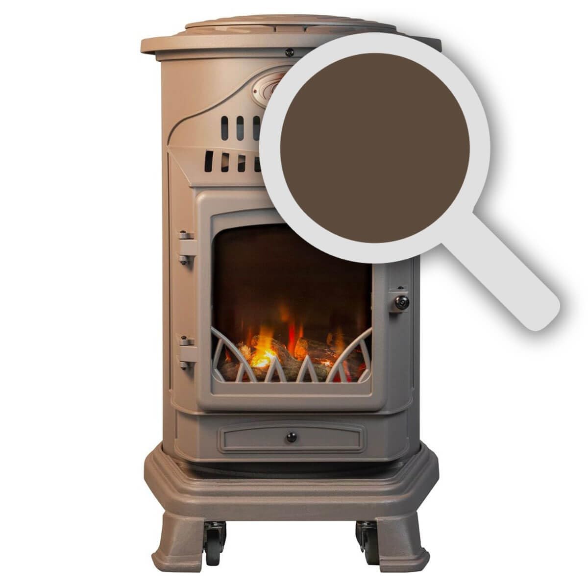 Universal - Poêle à gaz Provence 3,4 KW Marron Effet poêle à Bois Fonte véritable Chauffage d'appoint au gaz