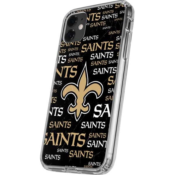Skinit Clear Phone Case Compatible with iPhone 11 - Officially Licensed NFL New Orleans Saints Black Blast Design