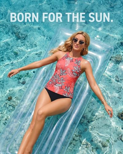 Image of Holipick Tankini Swimsuits for Women Two Piece High Neck Bathing Suit