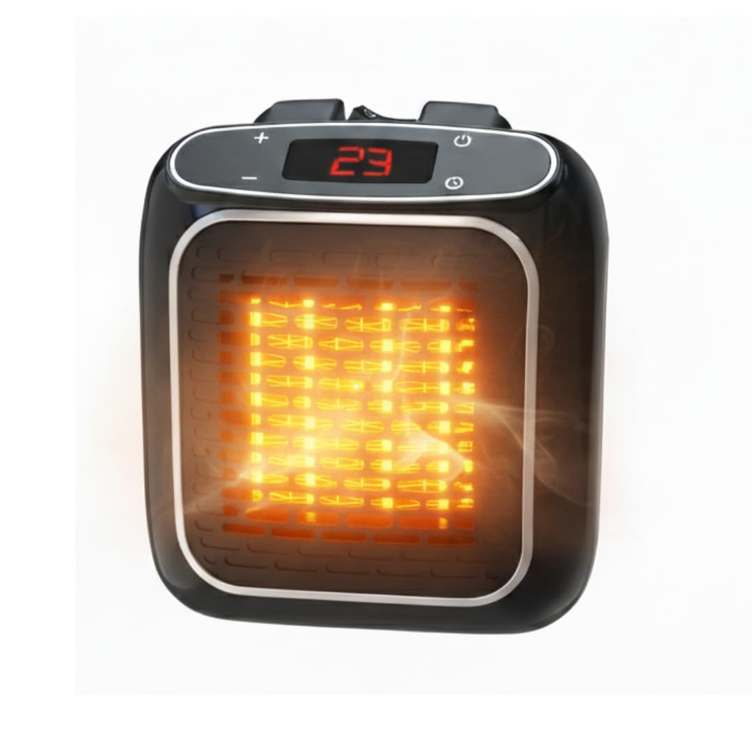 STARLYF Power Heater – elektryczny grzejnik ścienny, 800 W, z technologią termoceramiczną, cyfrowy termostat, timer 12 h, wtyczka obrotowa 270°, cichy i bezpieczny