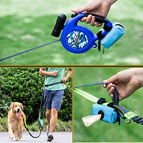 Image of Love Dream Dog Poop Bag Holder Leash Attachment, Pet Waste Bag Dispenser, Fits Any Dog Leash for Waiking Running and Hiking (Black+Blue)