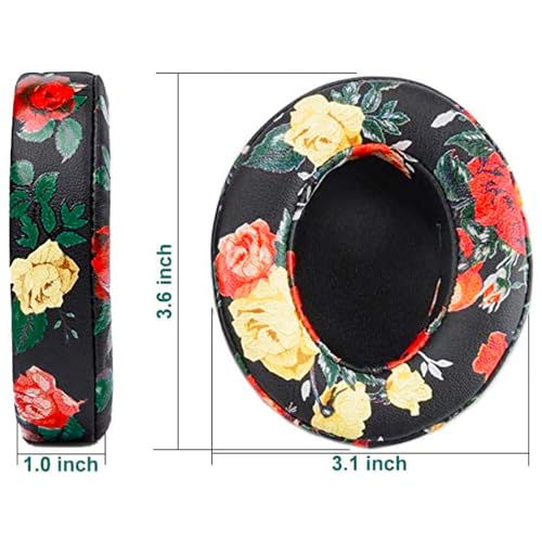 MMOBIEL Earpads Replacement Compatible with Beats Studio 2 / Studio 3 - Wired/Wireless Over-Ear Headset Headphone Ear Pad Cushion - Soft Protein Leather Memory Foam - Black Flower