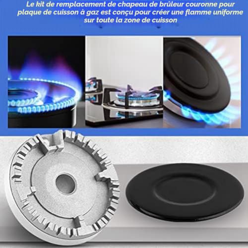 Pinafresa Kit de Remplacement pour 3 Pièces de Chapeaux de Brûleur de Cuisinière à Gaz et Têtes de Brûleur Telles Que Présentées. en Métal, Adapté à la Plupart des Brûleurs de Cuisinière à Gaz. – vue 5