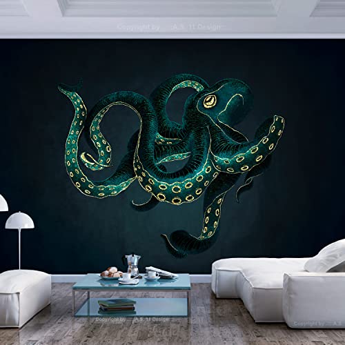 Artgeist Wall Mural Ocean 135X101 In - Peel And Stick Self-Adhesive Wallpaper Removable Large Sticker Foil Wall Decor Print Underwater Abstract Octopus G-C-10024-A-A #TOP2