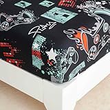 SDY 4PCS Game Console Bedding Sheets Set Twin Size,Super Cozy Soft Microfiber Gamer Bed Sheets for Boys, Girls, and Kids, Bed in a Bag with 1 Fitted Sheet+ 1 Top Flat Sheet + 2 Pillowcases