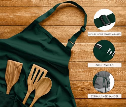 Utopia Kitchen 2er Pack Unisex Grillschürze mit geräumigen Taschen Verstellbare Latzschürzen für Männer und Frauen ideal für Köche Kochen… – Ansicht 4