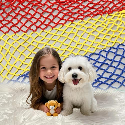 High Strength Climbing Protective Rope Nets Polyester Net for Playgrounds,Balconies,Cargo,Tennis Courts,Draw Bridges Kids Monkey Bar Pet Enclosures,Boat Safety Lifeline Netting Width:55.76ft(17m)