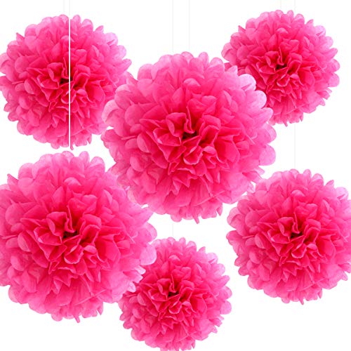 Binpeng Paper Pom Poms Hanging Paper Flower Ball Wedding Party Celebrations Decorations Outdoor Decoration Flowers Craft for Party Birthday Party (deep Purple 6pcs) (DEEP RSRD)