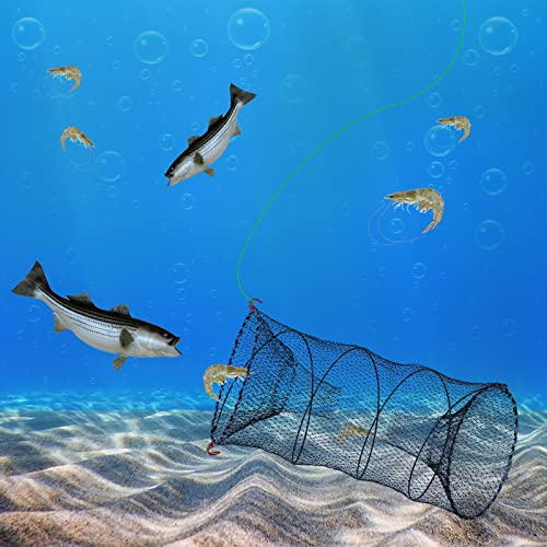 Fishing Bait Trap And 2 Pcs Crab Trap Minnow Trap Crawfish Crawdad Shrimp Net Trap Folded Cast Net Collapsible Fishing Traps Accessories With 3 Pulling Rope 3 Floating Ring For Outdoor (Green, Black) #TOP5