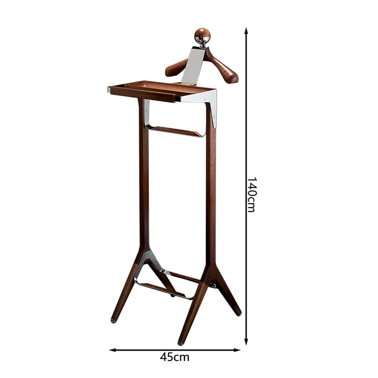 Valet De Nuit En Bois - Porte-vêtements Avec Cintre, Barre à Pantalon Et étagère à Chaussures - 112 Cm