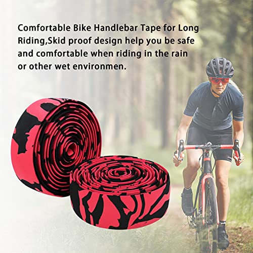 2 Set Bike Handlebar Tape For Road Mountain Bikes(Red Black) #TOP5
