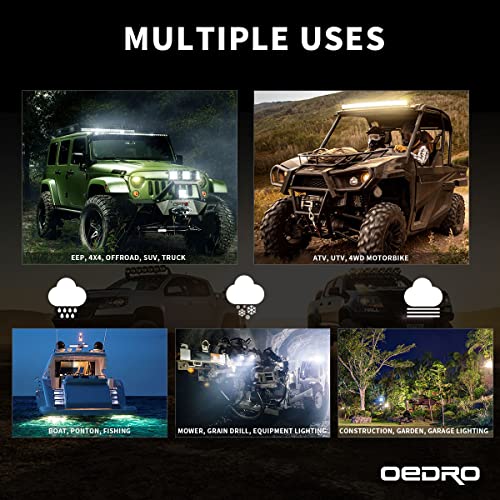 Image of OEDRO 52 Inch LED Light Bar w /2Pcs 4 inch Spot Off Road Driving Light Pods | Tri-Row Work Light w /Wiring Harness & Roof Windshield Mounting Bracket Fit for 18-22 Jeep Wrangler JL 20-22 Gladiator JT
