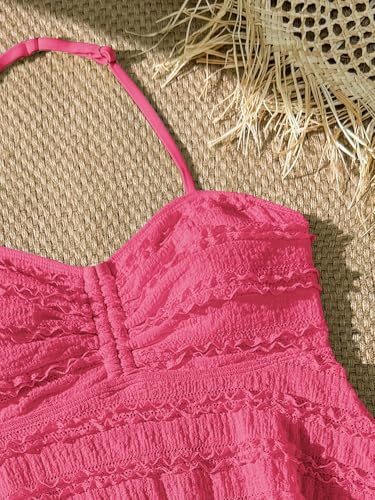 Image of SHENHE Girl's 2 Piece Halter High Waisted Tankini Ruffle Swimsuit Bathing Suit Bikini Sets