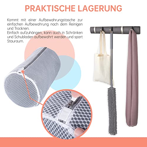 bemece 11-teiliges Staubwedel-Set, Teleskopstaubwedel mit ausziehbarer Stange bis 250 cm, ideal für das Reinigen von Decken, Ecken und Spinnweben - Grau