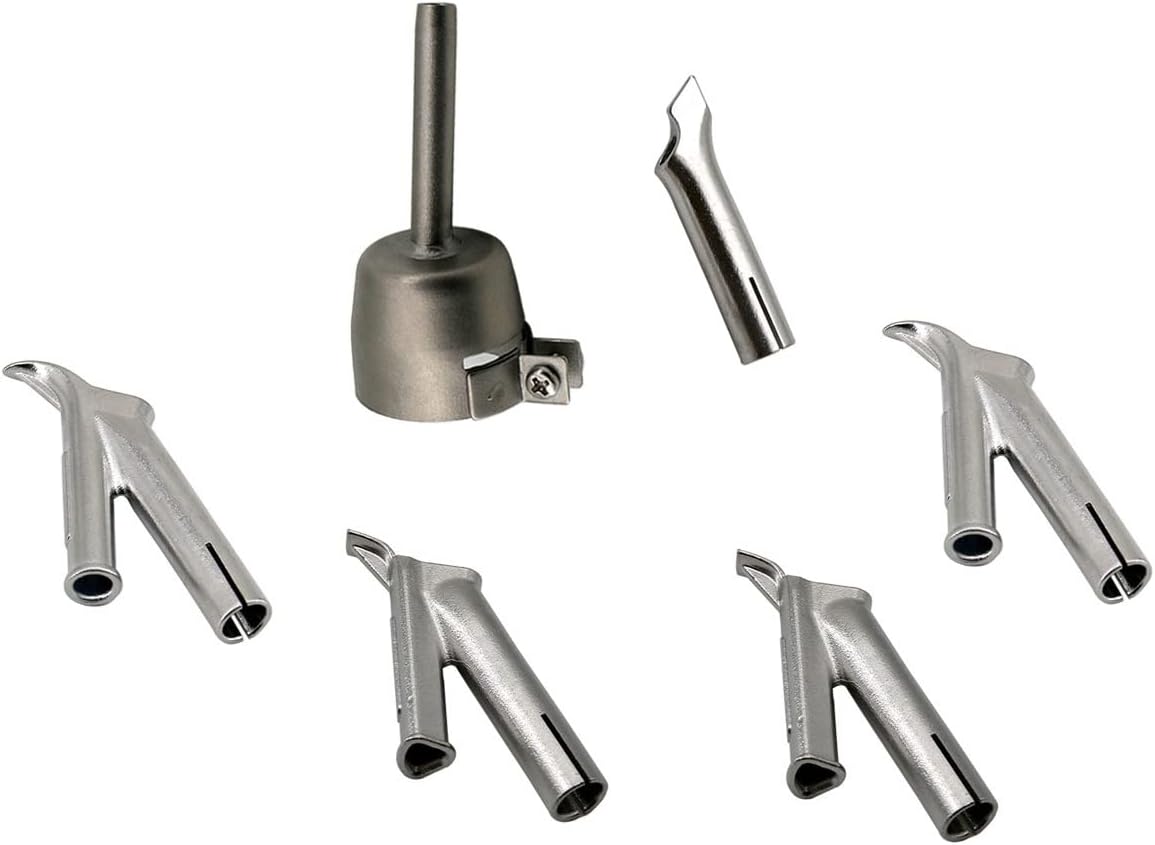 6pcs Triangular Round Speed Welding Nozzle Tacking Nozzle Push Fit 5mm Standard Welder Tip for PVC Hot Air Gun Plastic Heat Gun Welding Machine