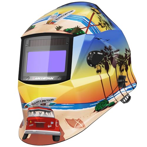 ARCCAPTAIN Large Viewing Screen Welding Helmet, 1/1/1/1 Top Optical Clarity Auto Darkening Welding Hood, 4 Arc Sensor 1/25000s Response Time True Color Weld Hood Helmet HSH-S800 Cyberpunk