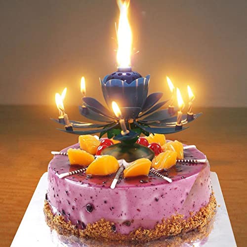 蓮の花のケーキキャンドルの色 マジックフラワーバースデーキャンドル マルチカラーミュージカルケーキキャンドル とりどりの誕生日キャンドルバッテリー操作された音楽キャンドルが開き 結婚式の誕生日パーティーのためのケーキの装飾を回転させる 6色 [2]