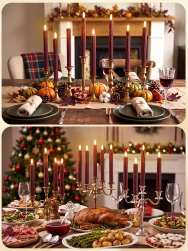 Image of Treela 36 Pcs Flameless Taper Candle,Brown, 0.8x10″, Vertical Stripes