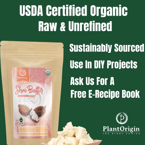 Usda Organic,Unrefined Shea Butter, African, Raw, 100% Pure,Grade A & Handmade. Use Alone Or In Diy Body Butters, Lotions, Soap, Eczema & Stretch Mark Creams & Skin Care - 1 Lb. (16 Oz.) #TOP5