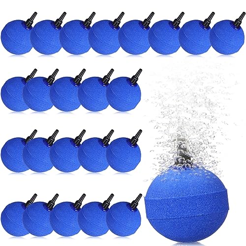 Image of Therwen 24 Pack Aquarium Air Stone for Ponds Bubbler 2 Inch Ball Shape Bubble Release Tool Oxygen Diffuser for Fish Tanks Buckets Hydroponics Pond Air Pump Accessories, Dark Blue