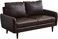 Vista 14 de INSTORY Sofá de cuero Sofá moderno con patas de madera para sala de estar Oficina - Gris oscuro