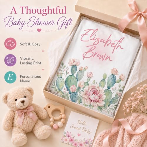 Image of Personalized Baby Blanket for Girls, Custom Nursery Blanket with Name, 30 x 40 Inch Soft Minky Blanket for Baby Toddlers, Newborn Print 16