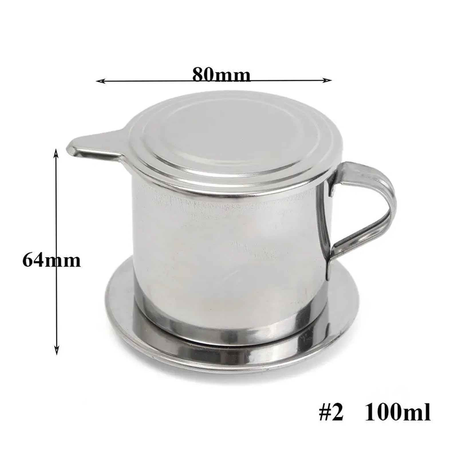 Kaffeefilter Tropfer, GUYTRM Kaffeefilter aus Edelstahl, vietnamesischer Kaffee, Phin, 50 ml, 100 ml, Silber, mehrere Größen(100ml)