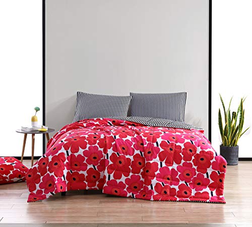 Marimekko - Twin Blanket, Cozy Reversible Bedding, Lightweight Home Decor for All Seasons (Pieni Unikko Red, Twin)