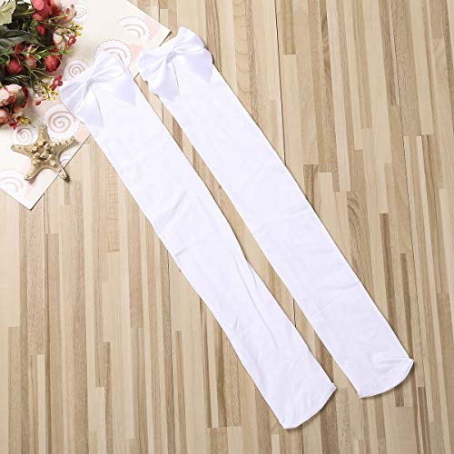 Image of Honganda Sexy Women's Thigh High Stockings, Over Knee Lace Top Sheer Stockings with Satin Bows Leg Thigh Socks for Women