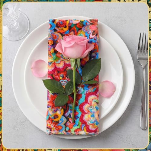 Image of Redbaker 18 Pcs Reusable Paper Towels Rolls Towels Bulk Kitchen Washable Paperless Cloth Cotton Hand Napkins with Cardboard Reusable Napkins for Kitchen Bathroom (Boho Floral Style)