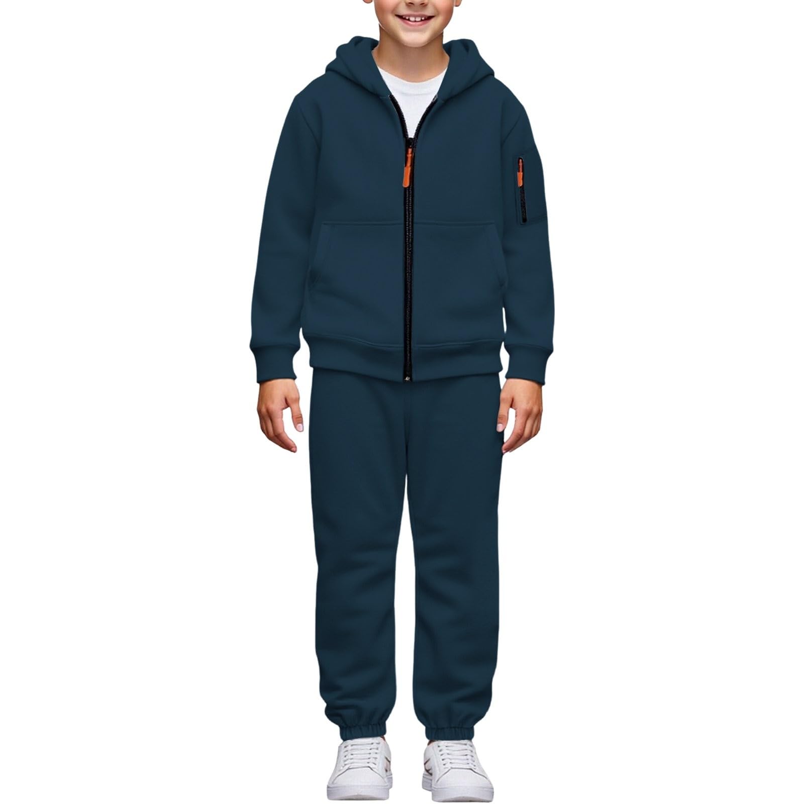 Kinder Trainingsanzug Mädchen Jungen Langarm Hoodie Pullover Hosen Outfit Winter Sportanzug mit Tasche Sportbekleidung Jogginganzug Mädchen Kinder Sportanzug Trainingsanzug Bekleidungssets 2-14 Jahre