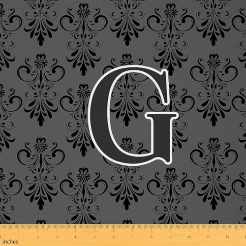Tissu au mètre damask noir 460x150cm imperméable imprimé lettre G style baroque