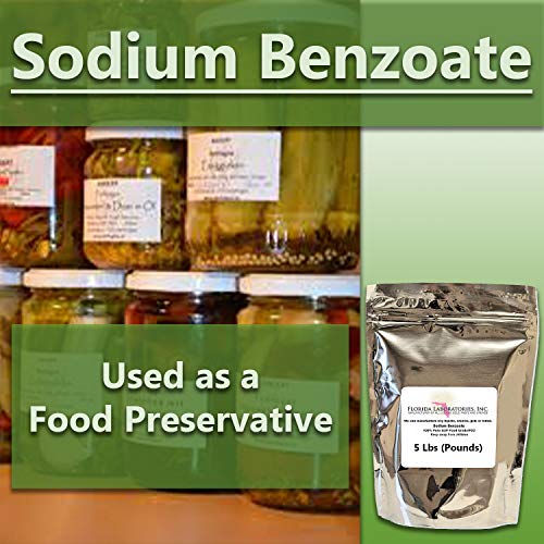 Florida Laboratories Sodium Benzoate 99% USP/FCC Grade 5 Lb (Pound) Preservative, Additive