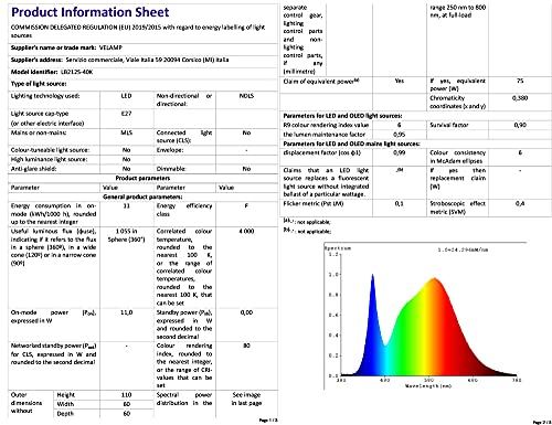 Velamp Lampadina SMD LED, Goccia A60, 12W/1055lm