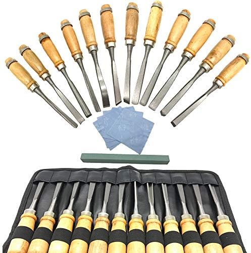 Aisamco Wood Carving Chisel Set Wood Carving Tool Kits - 18 Piece Professional Sharp Woodworking Tools with Carrying Case Great for Beginners
