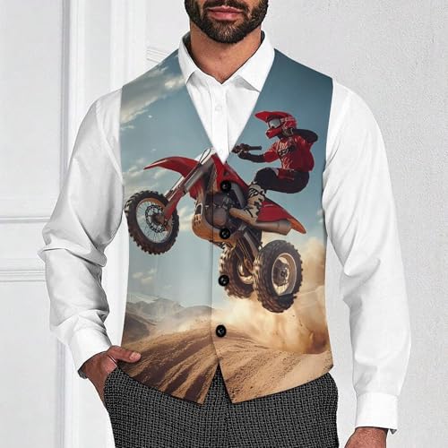 Three Wheeler Motocross Mens Slim Fit Suit Vest Dress Waistcoat Casual Business Vest2