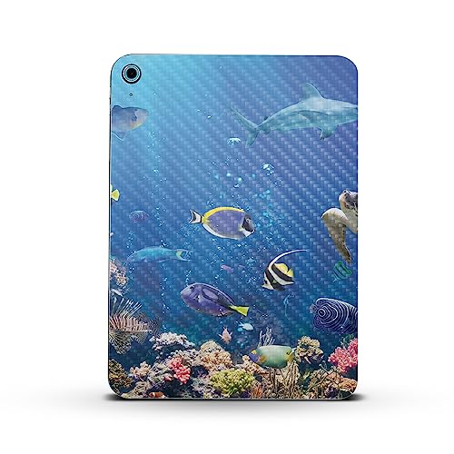 Image of MightySkins Carbon Fiber Skin Compatible with Apple iPad 10.9 inch 10th Gen (2022) Full Wrap Kit - Reef Life | Protective, Durable Textured Carbon Fiber Finish | Easy to Apply | Made in The USA