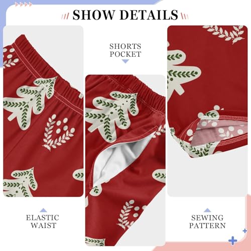 Boys' Pants Christmas Trees Scandinavian Red Long Bottoms Jogger Pants Elastic Waist Trousers with Pockets S-XL4