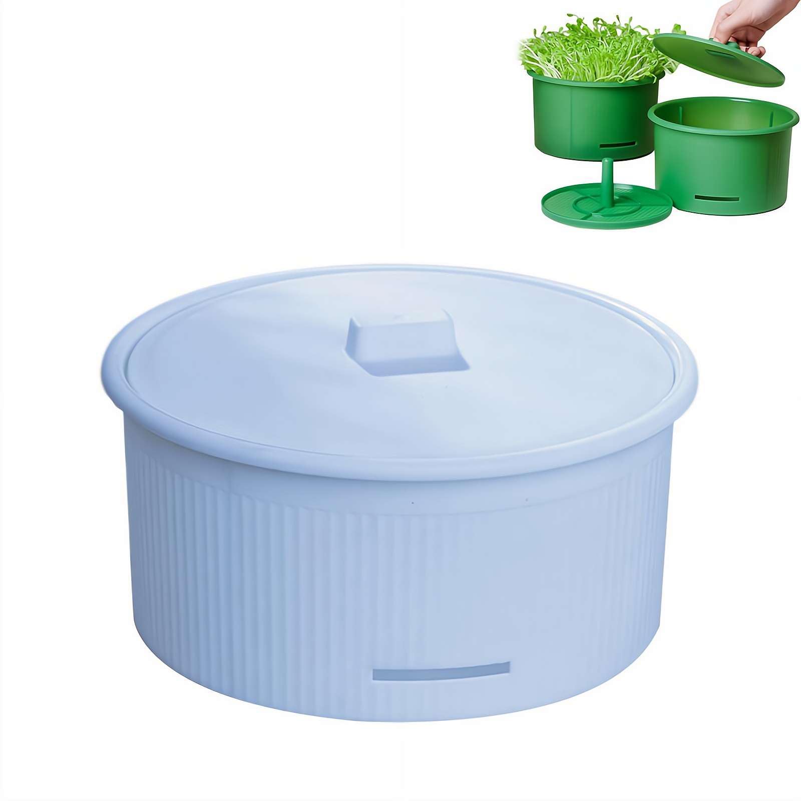 Single-Layer Bean Sprout Growing Kit – 7.3" Kitchen Sprouter with Grid Tray & Light-Blocking Lid, Plastic Sprouting Pot for Healthy Mung Beans, Lentils, Broccoli & Alfalfa