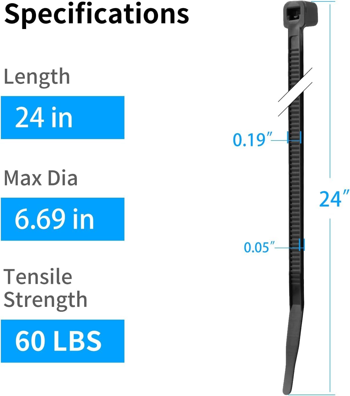 XINGO 1000 fascette bianche da 61 cm, resistenti, resistenza alla trazione di 27,2 kg, resistenti ai raggi UV, per uso interno ed esterno