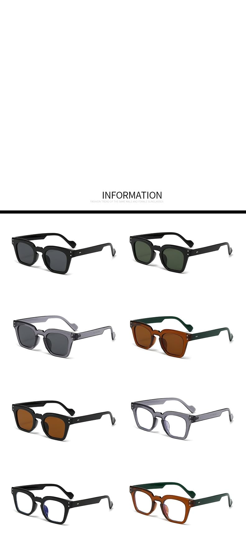AUGEN Moderne rechteckige Kunststoff-Sonnenbrille, Unisex, UV-400-Schutz, Größe M (200)