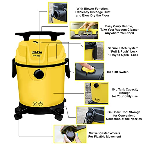 INALSA Vacuum Cleaner Homeasy WD10 with 3 functions Wet/Dry/Blow 1200W