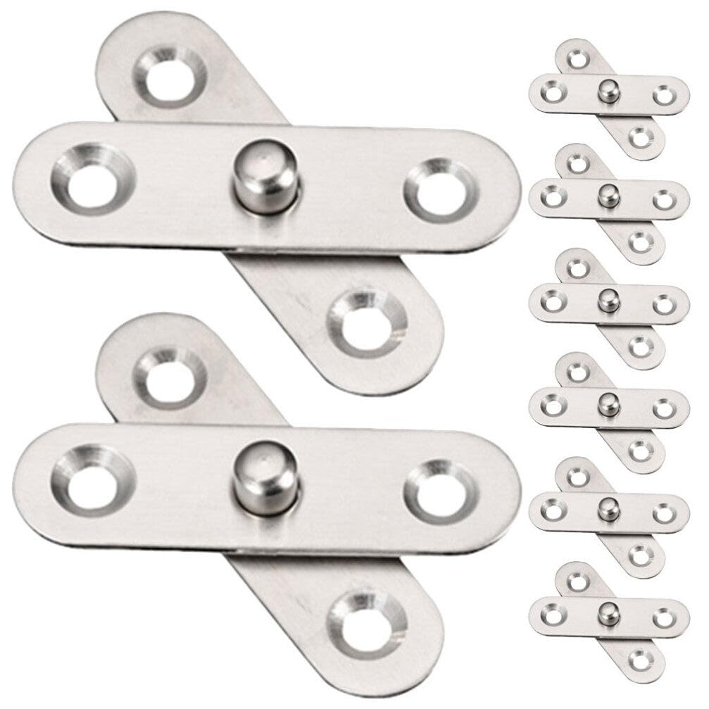 Housoutil 8pcs Rotatable Hidden Hinges Stainless Steel Folding Door Hardware for Cabinets and Furniture Easy Installation and Smooth