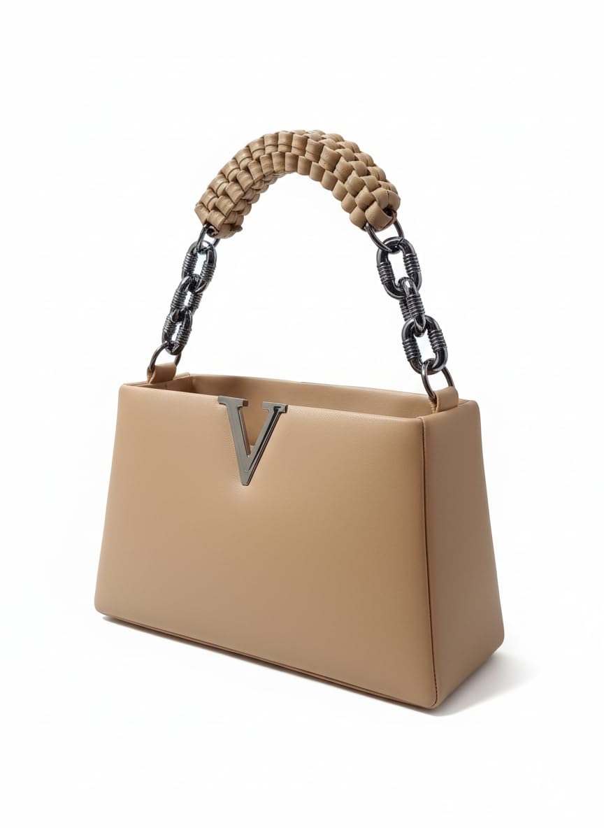 anxeon Premium Shoulder Handbag for Women | Luxury Sling Bag| Stylish Braided Handle & Metal Chain Strap | Everyday Casual & Office Use | Trendy Ladies Purse-picture-36
