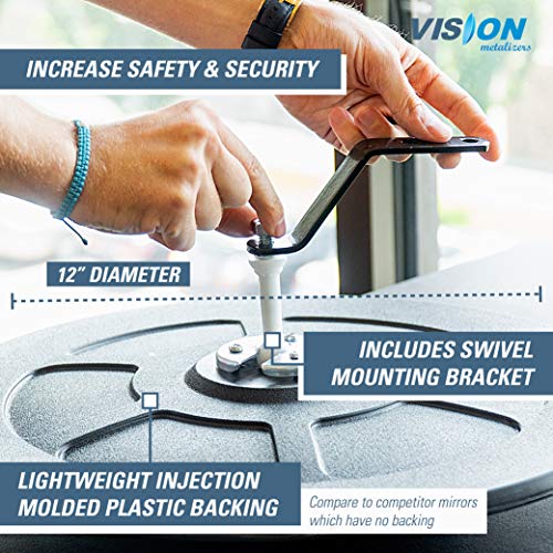 12” Acrylic Convex Mirror, Round Indoor Security Mirror For The Garage Blind Spot, Store Safety, Warehouse Side View, And More, Circular Wall Mirror For Personal Or Office Use - Vision Metalizers #TOP6