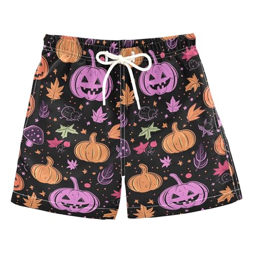 Halloween Pumpkins Stars Mushrooms Boys Swim Shorts Quick Dry Boys Joggin Shorts Kids Swimwears Swimming Party 2T